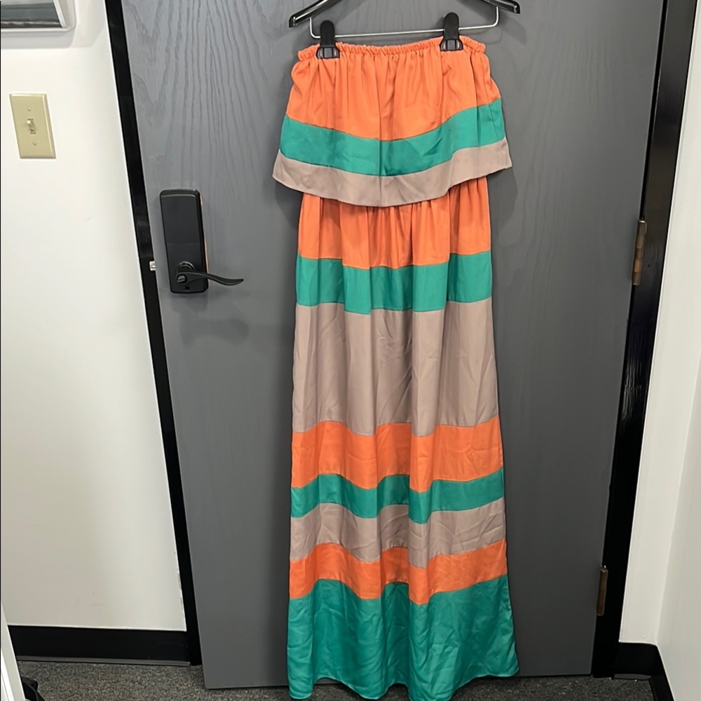 Strapless Striped Maxi dress